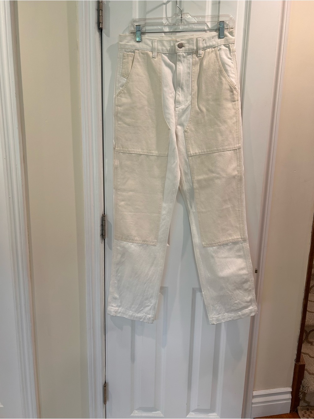 New Madewell Two Tone Perfect Vintage Straight Leg Jeans Cream Women’s 28 - Picture 2 of 8
